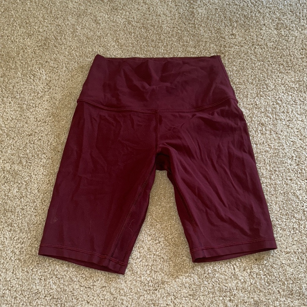 lululemon maroon biker shorts 6”